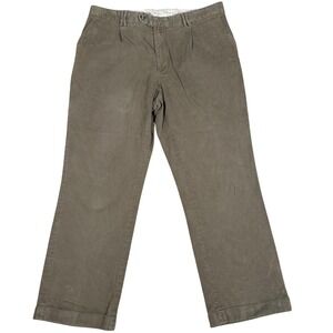 Barbour Mens Pleated Chino Pants Size 38x29 Olive Green Cotton Stretch Portugal
